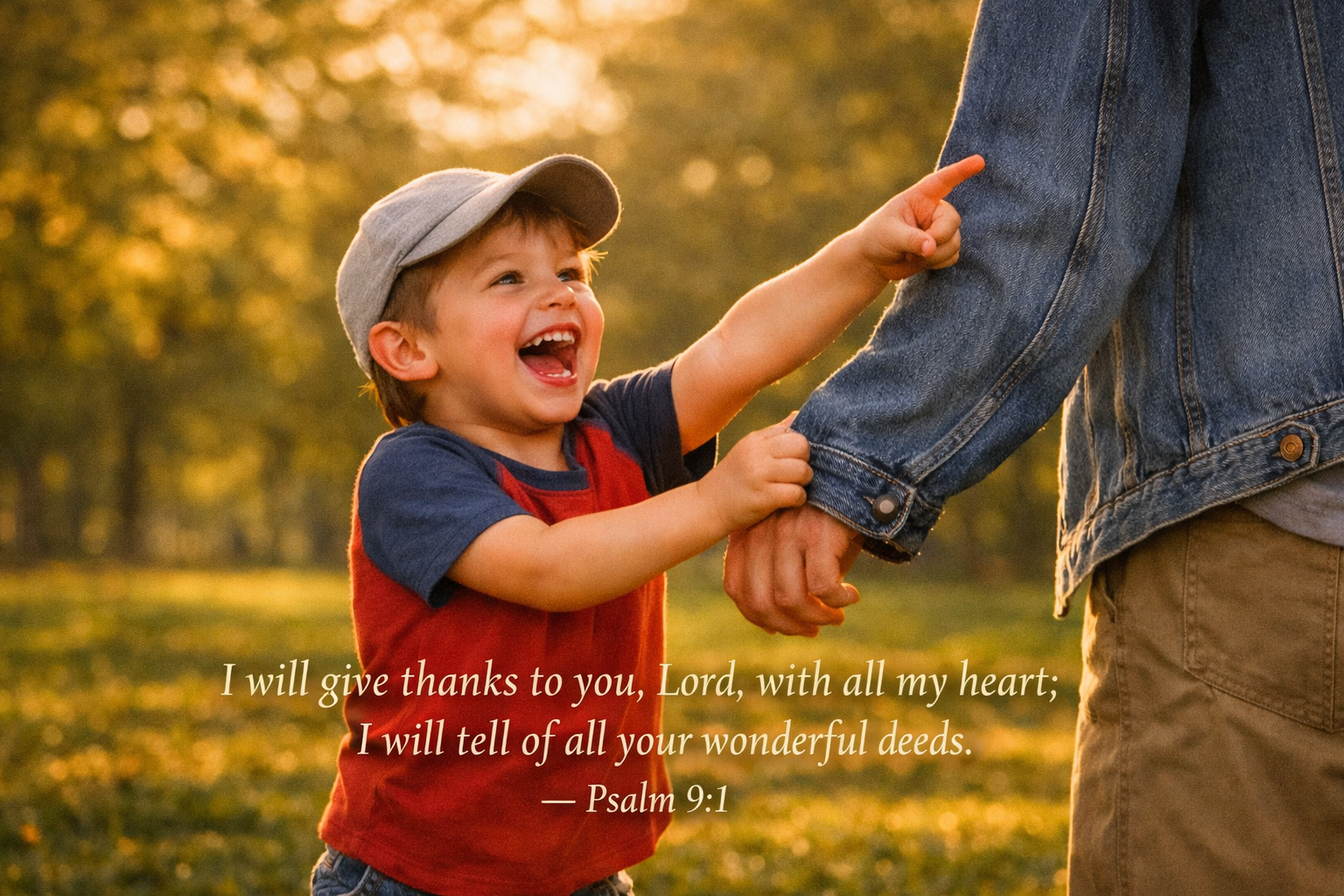 Psalm 9:1 -- Tell of Wonderful Deeds Child Pointing Wallpaper